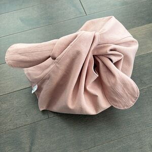 Minimalist Tie Makeup Bag, Dusty Rose Neutral Cosmetic Bag Travel Toiletry